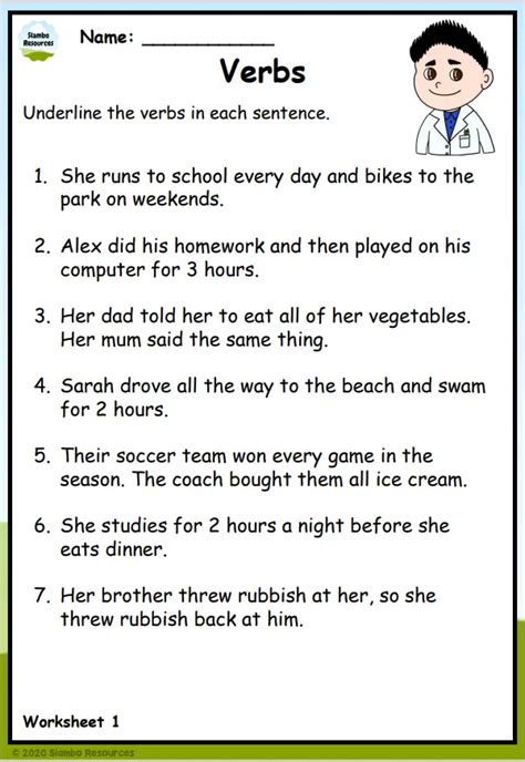 English Verb Worksheet For Class 4