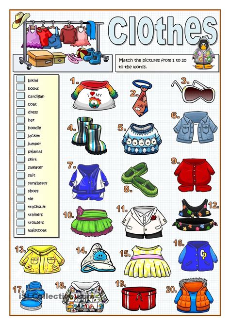 English Vocabulary Exercises for A1 – Clothes