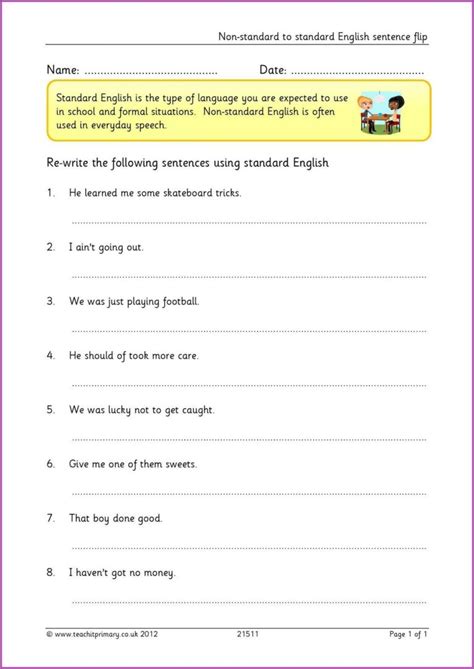 English Worksheet Standard 1 Worksheet Resume Examples