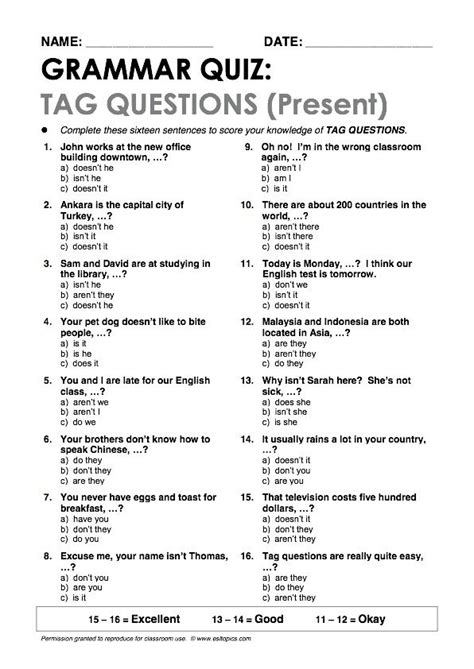 English grammar quiz questions. .  ...