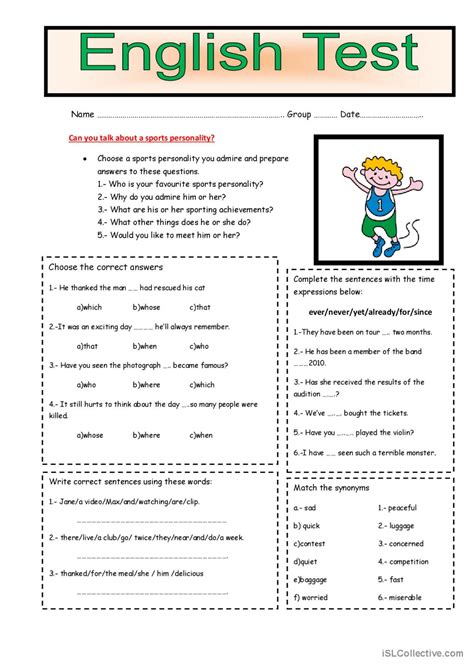 English grammar test.  Get feedback on your level and access more exercises and resources on ...