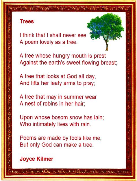 English poem tree.  by Joyce Kilmer.  Apr 1, 2016 · Poems about Trees...