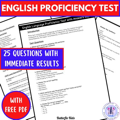 English proficiency test example.  Perfect for everyday use, exam preparation, o...