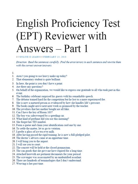 English proficiency test sample questions with answers pdf.  Collection of CPE pract...