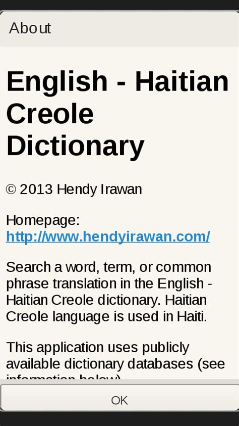 French - Haitian Creole Translation, Dictionary, Text To Speech, detect language, Back translation, decoder, keyboard, spelling, Compare translation, Translate and Listen, Download Extension ... Haitian Creole - English Translation Hausa - English Translation Hawaiian - English Translation Hebrew - English Translation Hindi - English ….