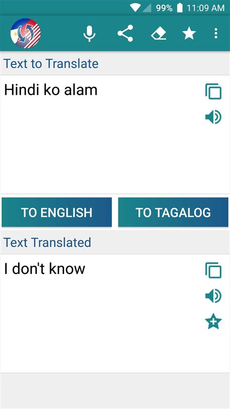 Free English to Filipino translator with audio. Translate words, phrases and sentences.. 