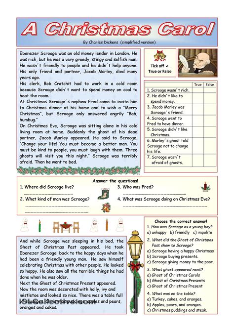 English worksheets A Christmas Carol Quiz