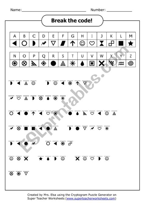 English worksheets Break the code