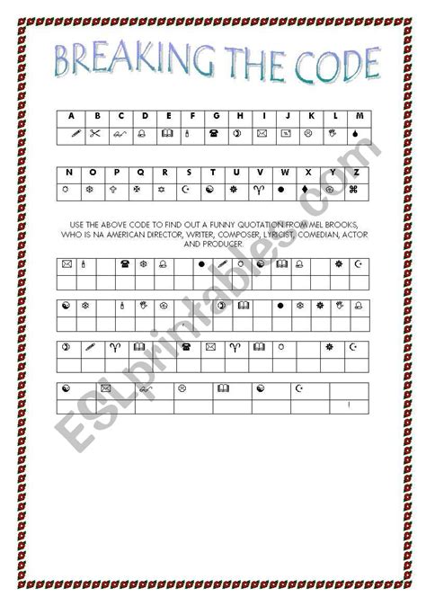 English worksheets Breaking the code