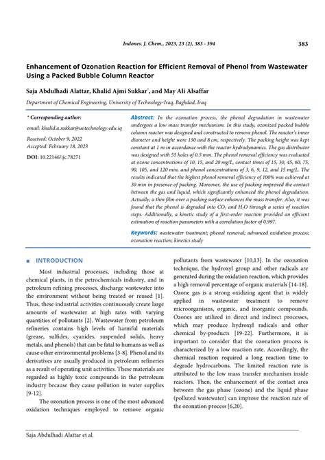 Enhancement of Ozonation Reaction for Efficient Removal of …