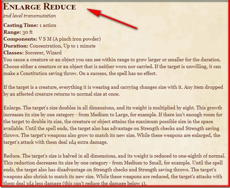 Enlarge dnd 5e.  5e (2014) Spell Enlarge/Reduce 2nd-level transmutation Casting T...