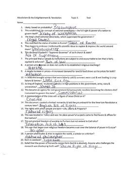 Enlightenment And Revolution Test Answer Key Test