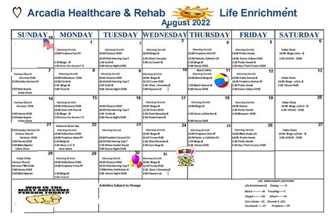 Enrichment Program Calendar