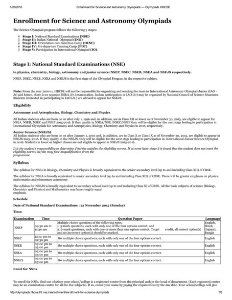 Enrollment of Science Olympiad - Olympiads