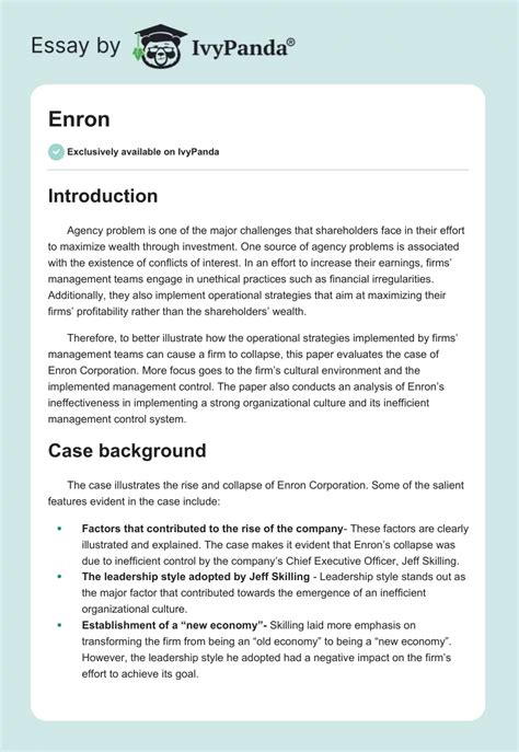 Enron case study conclusion