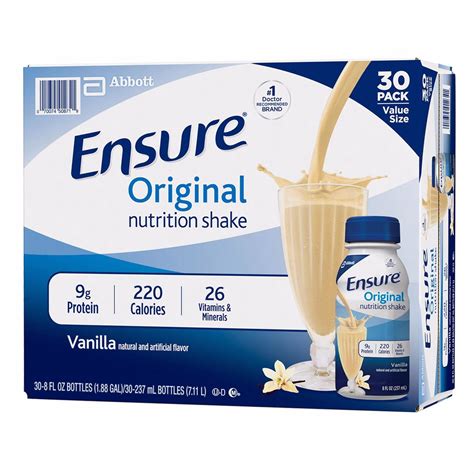 Ensure Original (Ensure Immune Health) may be used as a supplement of at interim sole-source nutrition. Ensure Original Drink features: Protein (9 g/serving). 24 essential vitamins and minerals. 320 mg/serving of plant-based omega-3 fatty acid ALA (20% of 1.6 g DV) Available Flavors for Ensure Original with Recloseable Bottles .