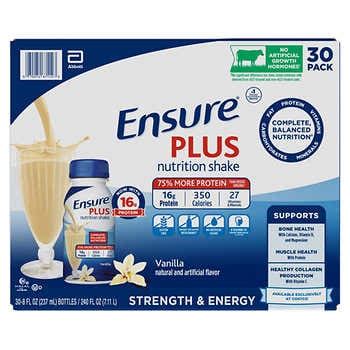 Ensure plus 30 pack costco. 30 grams of high-quality protein to support muscles 350 calories Zinc, vitamin A, and antioxidants vitamins C, E, and selenium for immune health Plant-based omega-3 ALA to … 