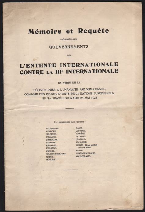 Entente internationale contre la iii internationale. - Bond the parents guide to the 11.
