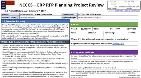 Enterprise Resource Planning Request For Proposal Planning Project NC