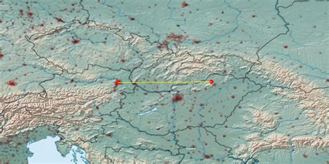 Entfernung Wien → Bratislava - Luftlinie, Fahrstrecke