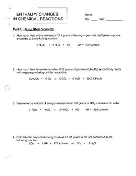 Enthalpy Worksheet Answers Solved Revised August 2009 Ap Worksheet 9a