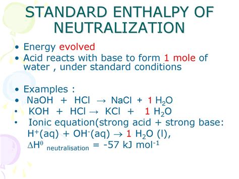 Enthalpy of neutralization.  In addition, acid-base reactions .  Consider this problem.  A...
