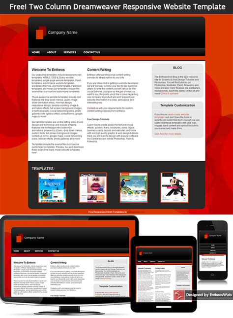 EntheosWeb Blog Free! Two Column Dreamweaver Responsive Website