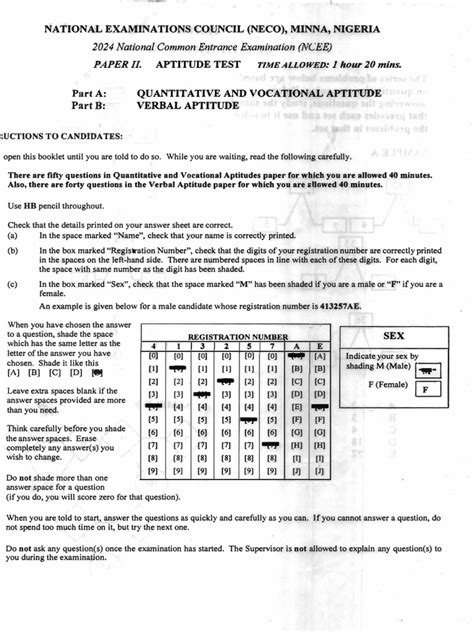 Entrance questions.  Download Free National Common Entrance Examination NCEE P...