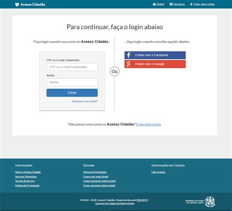 Entrar - Acesso Cidadão - Espírito Santo