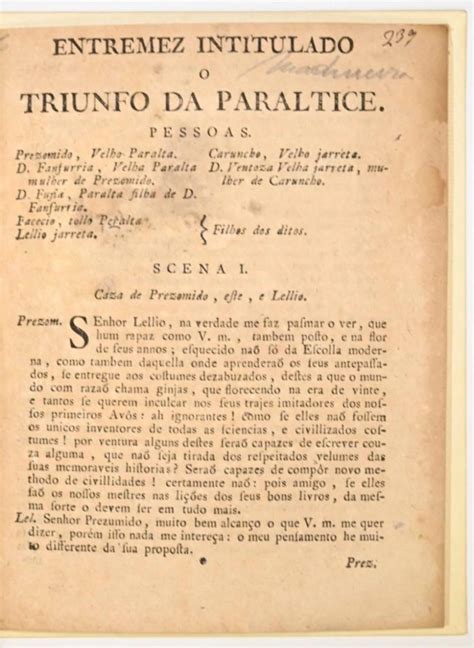 Entremez intitulado o triunfo da paraltice [sic]. - Pratique du calcul sismique guide dapplication de leurocode 8.