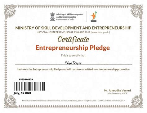 The Entrepreneurship Certificate consists of seven (