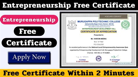Students in the Entrepreneurship Certificate program will c