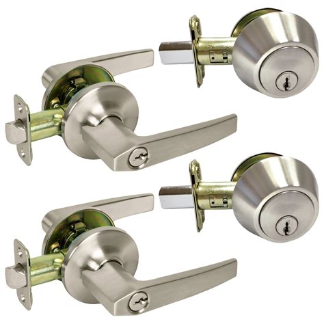 Entry Entrance Keyed Deadbolt Combo Satin Nickel Door Locks