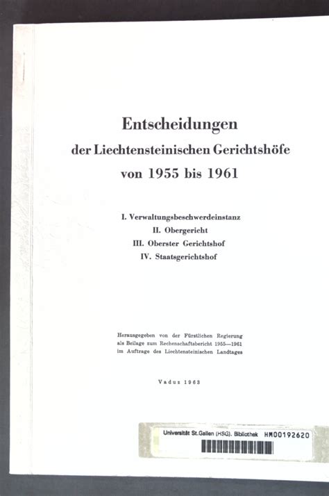 Entscheidungen der liechtensteinischen gerichtshöfe von 1955 bis 1961. - The industrial information technology handbook free book.