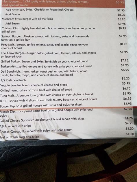 Enumclaw Golf Course Cafe Menu