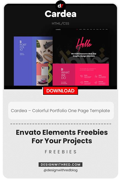 Envato Elements Freebies For Your Projects Design with Red Template