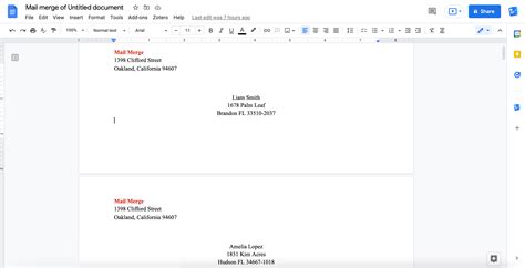 Envelope Address Template Google Docs