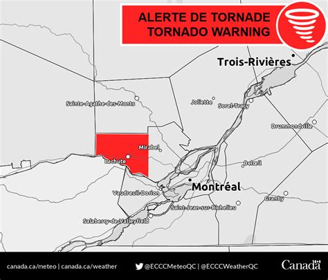 Environment Canada says tornado touched down north of Montreal, no injuries or damage