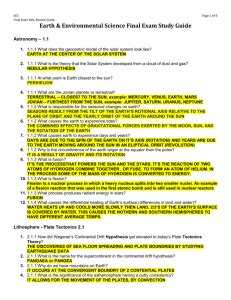 Environmental Science Chapter 1 Test Study Guide Know the
