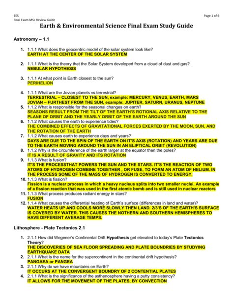 Environmental Science Final Study Guide