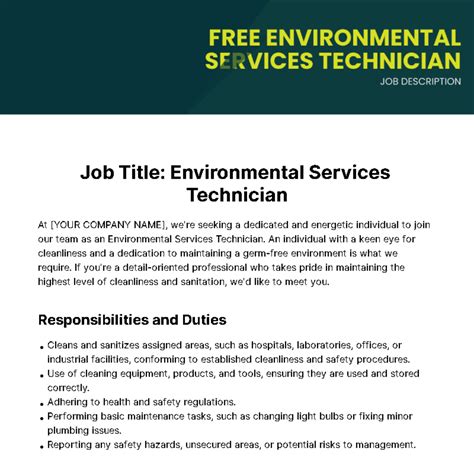 Environmental Services Technician II Job Description - ASHHRA