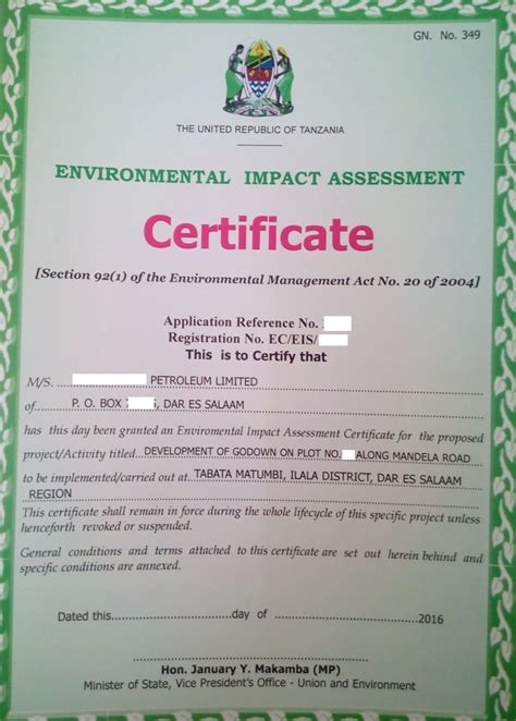 Environmental assessment certificate. EAPASA is the recipient of the IAIA’s 2022 Institutional Award and has been awarded for formalizing the internal structures and processes to include the continuing professional development processes for environmental assessment practitioners in South Africa, that can become a benchmark for similar initiatives in other countries. 