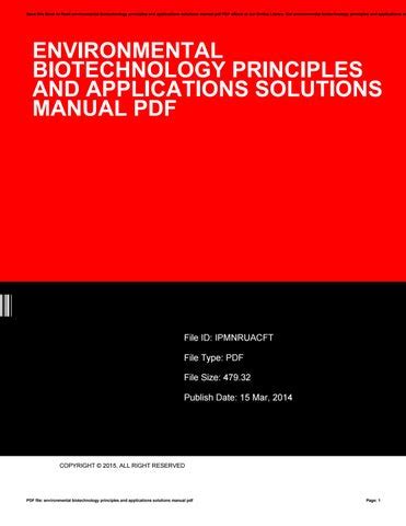 Environmental biotechnology principles applications solutions manual. - Manuale di istruzioni nec 2000 ips.