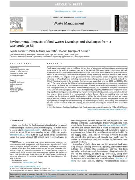 Environmental impacts of food waste: Learnings and challenges …