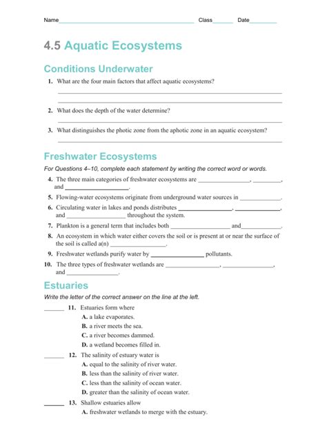 Environmental science study guide matching answer key aquatic ecosystem. - Re print manual of tropical medicine.