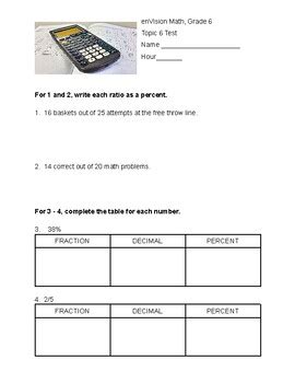 Envision Math 6th Grade Topic 17 Test