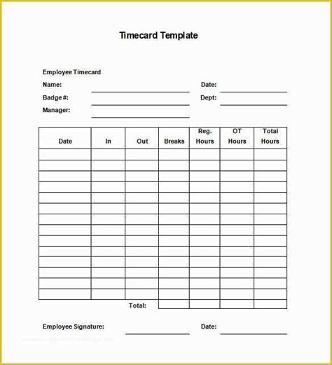 Ep Timecard Template