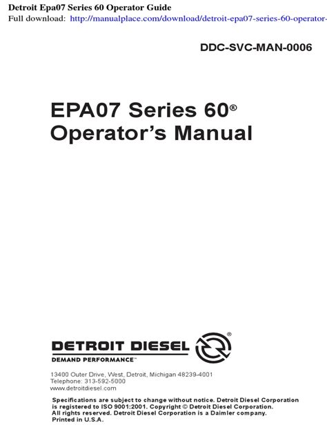Epa07 series 60 operators manual ddcsn detroit diesel. - 100 jahre tätigkeit der ev.-luth. auswanderermission in hamburg.