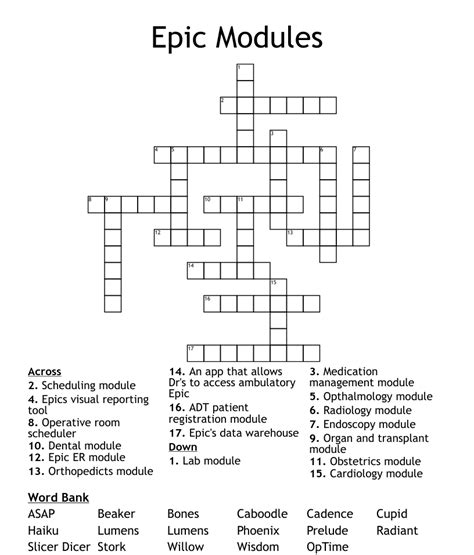 Epic Modules Crossword WordMint