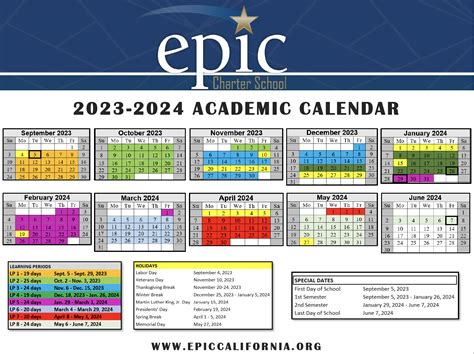 Epic charter schools calendar. 